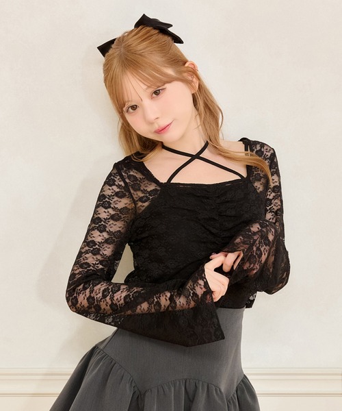 apres jour（アプレジュール） tシャツ フレアスリーブレーストップス