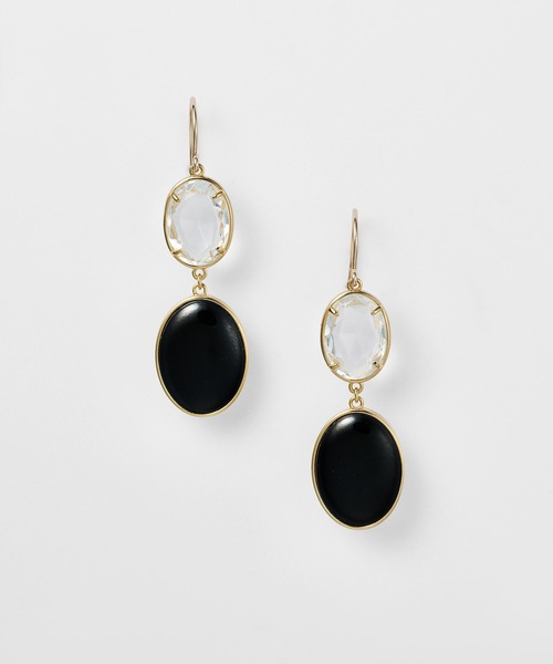 agete ピアス ゴールドクォーツ／ジェットピアス レディース