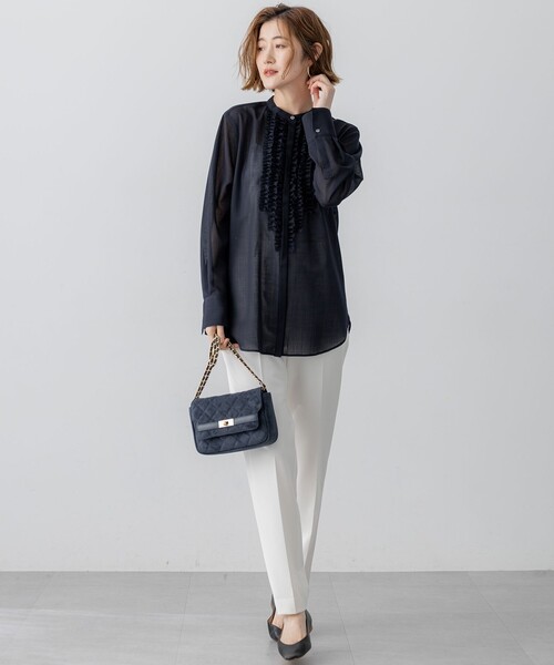 ブラウス シャツ 「VERY11月号掲載/洗える」TWボイル フリルディテール