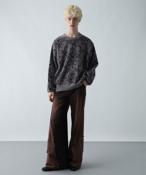 HARE（ハレ） セーター ニット ダマスクガラモールニットプルオーバー