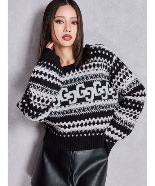 GYDA（ジェイダ） ニット セーター GG NORDICショートニットトップス