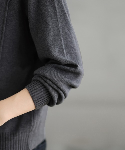 カーディガン ダブルジップラウンドネックニットカーディガン