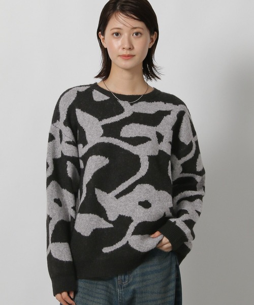 LAKOLE（ラコレ） ニット セーター 花柄ジャガードニットプルオーバー