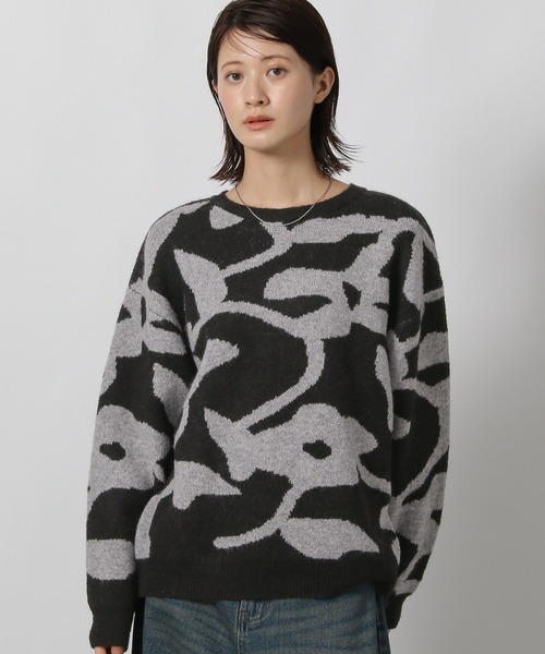 LAKOLE（ラコレ） ニット セーター 花柄ジャガードニットプルオーバー