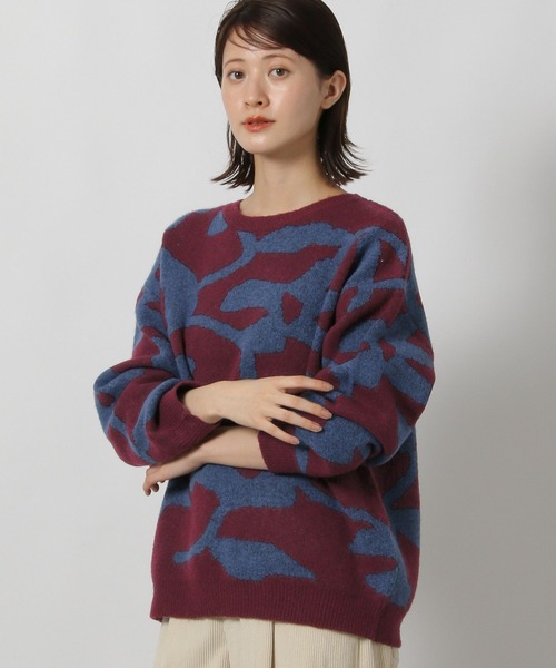 LAKOLE（ラコレ） ニット セーター 花柄ジャガードニットプルオーバー