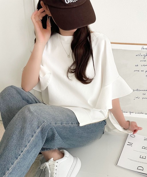 「classicalelf」 半袖カットソー X-LARGE グレイッシュベージュ レディース_画像7