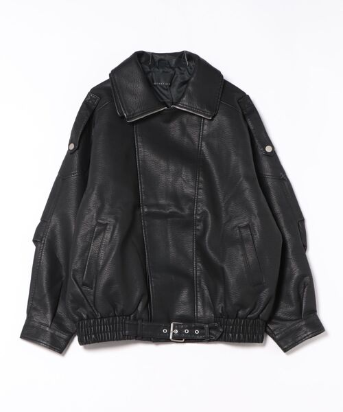 革ジャン ライダース a.p.o.v. ダブルカラー合成皮革オーバーサイズ