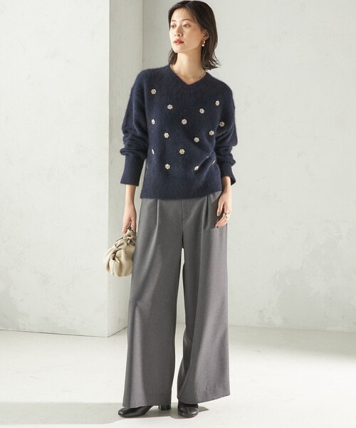 美品☆シップス ふんわり フォックス ケーブルニット Vネック グレー 美品☆シップス ふんわり フォックス ケーブルニット Vネック グレー