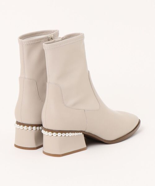 パラディクルール（PARADIS COULEUR）/PARADIS COULEUR◆4．5cmヒール◆パールヒールストレッチショートブーツ PARADIS COULEUR（パラディクルール） ブーツ 「PARADIS COULEUR