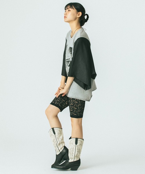 「OKIRAKU」 7分袖カットソー「ROSE BUDコラボ」 ONE SIZE グレー レディース_画像8