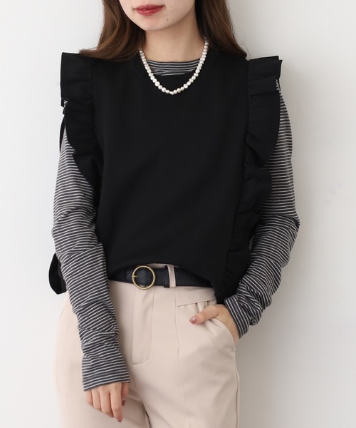 EGLANTINE（エグランティーヌ） ベスト ジレ フリルノースリーブニット