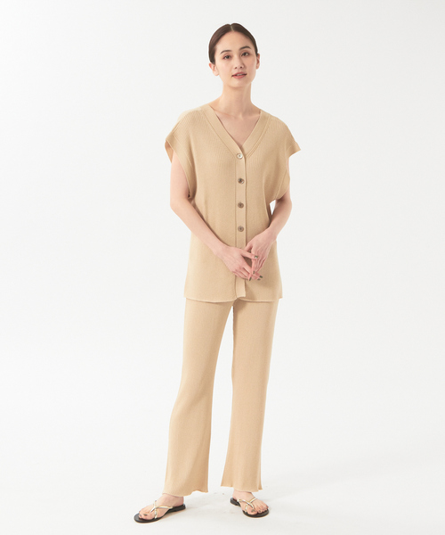 「qualite」 イージーパンツ 34 チャコールグレー レディース_画像2