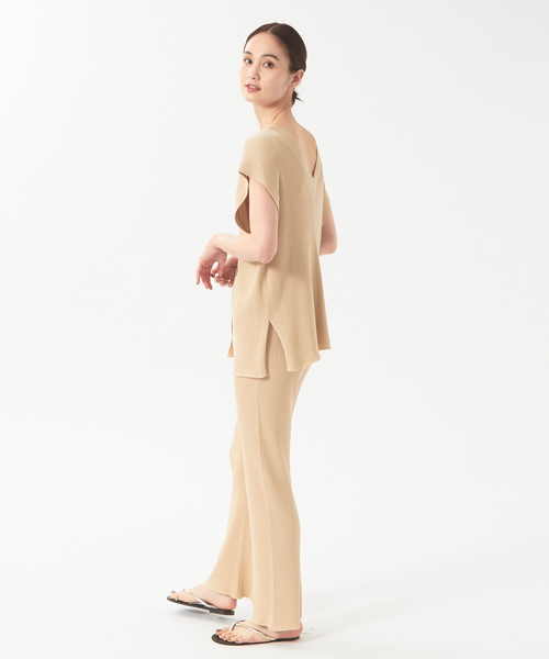 「qualite」 イージーパンツ 34 チャコールグレー レディース_画像3