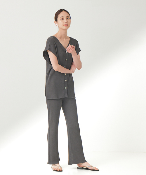 「qualite」 イージーパンツ 34 チャコールグレー レディース_画像7