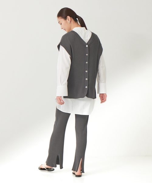 「qualite」 イージーパンツ 34 チャコールグレー レディース_画像9