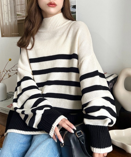 「moment+」 長袖ニット M アイボリー レディース_画像3