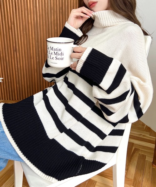 「moment+」 長袖ニット M アイボリー レディース_画像4