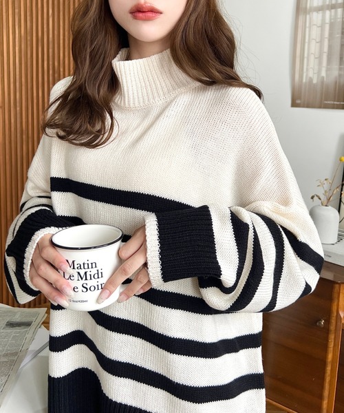 「moment+」 長袖ニット M アイボリー レディース_画像5