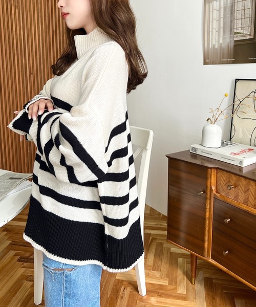 「moment+」 長袖ニット M アイボリー レディース_画像6