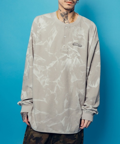 Subciety（サブサエティ） tシャツ Henry neck waffle L/S メンズ