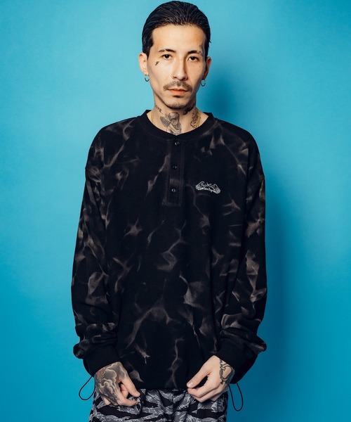 Subciety（サブサエティ） tシャツ Henry neck waffle L/S メンズ