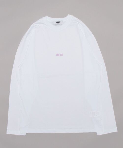MSGM（エムエスジーエム） 長袖Tシャツ X-LARGE ホワイト×パープル 
