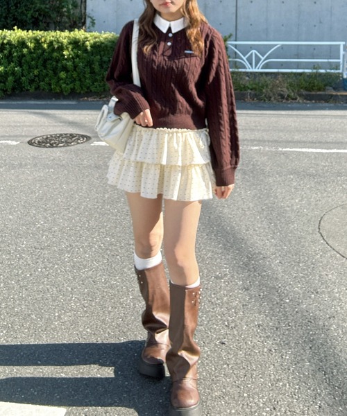 AS KNOW AS（アズノゥアズ） スカート デザインティアードリボンミニ