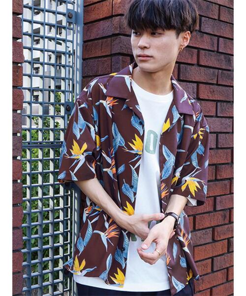 「CRAFT STANDARD BOUTIQUE」 半袖シャツ LL ブラウン メンズ_画像5