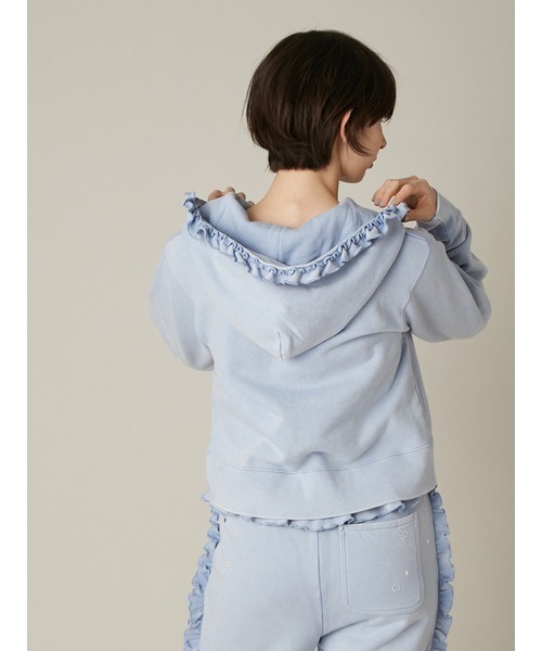 フリルクロップドフーディー Lallana（ララーナ） パーカー lame coco frill zip-up hoodie/ラメ