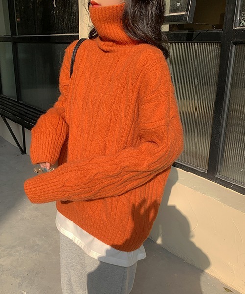 「HALEY PESCA」 タートルネックニット FREE レッド レディース_画像7