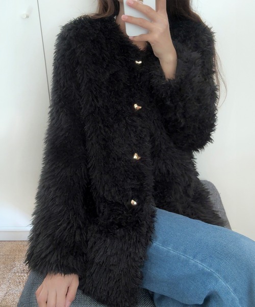 「LAUIR」 ファーコート MEDIUM アイボリー レディース_画像8