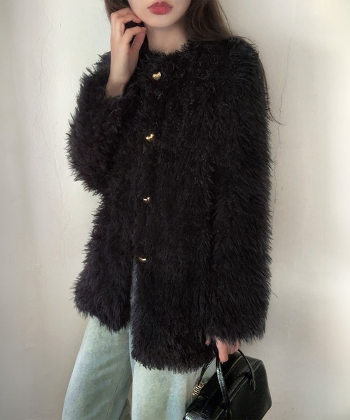 「LAUIR」 ファーコート MEDIUM アイボリー レディース_画像9