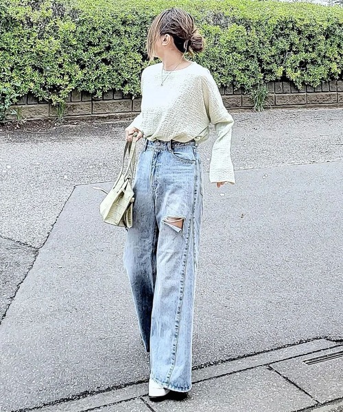 「reca」 長袖カットソー FREE ブラウン レディース_画像5