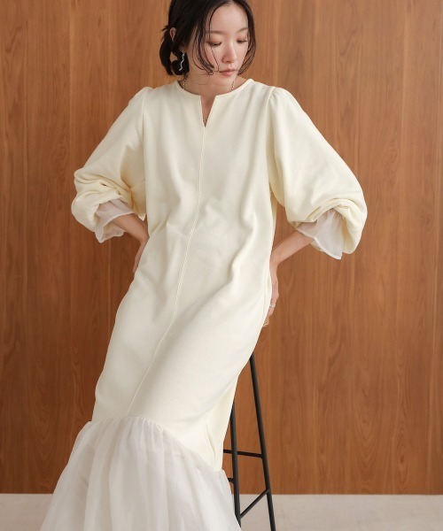 「Bab」 長袖ワンピース S アイボリー レディース_画像4