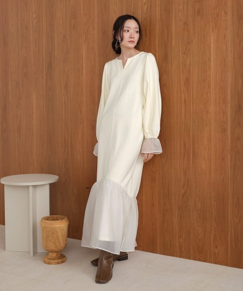 「Bab」 長袖ワンピース S アイボリー レディース_画像8