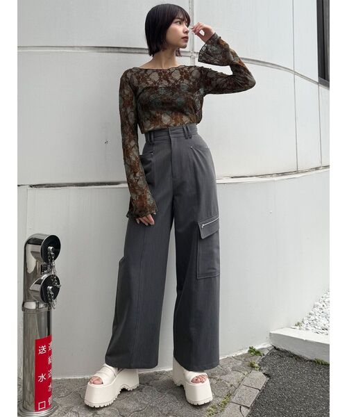 MURUA（ムルーア） tシャツ 「WEB限定」フロッキーフラワーシアー