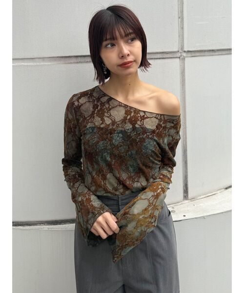 MURUA（ムルーア） tシャツ 「WEB限定」フロッキーフラワーシアー