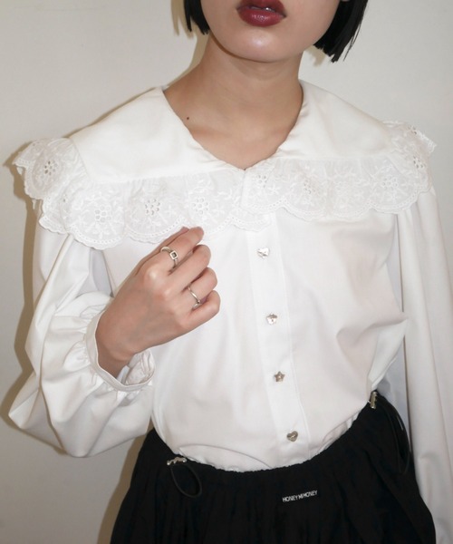 HONEY MI HONEY（ハニーミーハニー） ブラウス シャツ lace frill