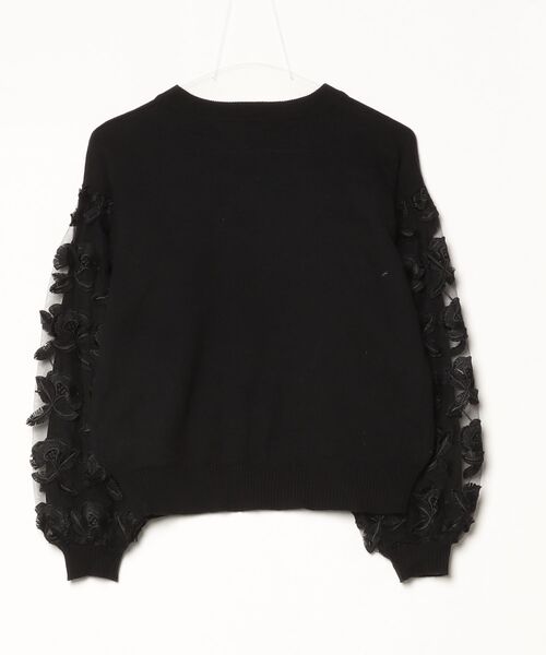 「w closet」 フリル長袖ニット - ブラック レディース_画像2