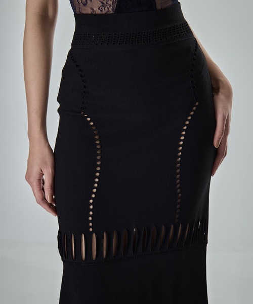 FETICO フェティコ MESH KNIT MAXI SKIRT 茶サイズ1 FETICO（フェティコ） スカート 「FETICO/フェティコ」「STUDIOUS別注