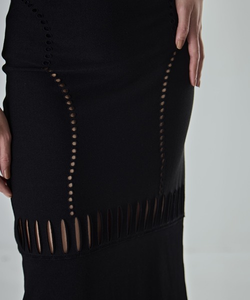 スカート 「FETICO/フェティコ」「STUDIOUS別注」MESH KNIT MAXI SKIRT/メッシュニットマキシスカートの画像