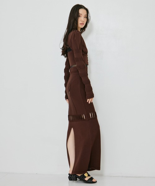 FETICO フェティコ MESH KNIT MAXI SKIRT 茶サイズ1 FETICO（フェティコ） スカート 「FETICO/フェティコ」「STUDIOUS別注
