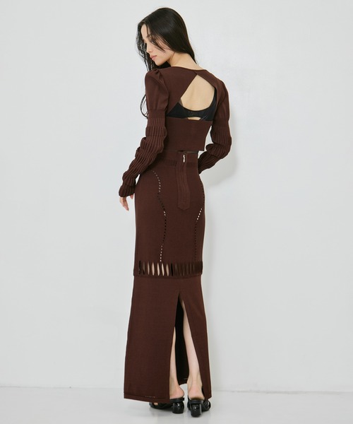 FETICO フェティコ MESH KNIT MAXI SKIRT 茶サイズ1 FETICO/フェティコ】《STUDIOUS別注》MESH KNIT MAXI SKIRT/メッシュ
