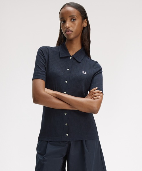 FRED PERRY ボタンスルーリブポロシャツ FRED PERRY（フレッドペリー） ポロシャツ ポロ Button Through Sheer