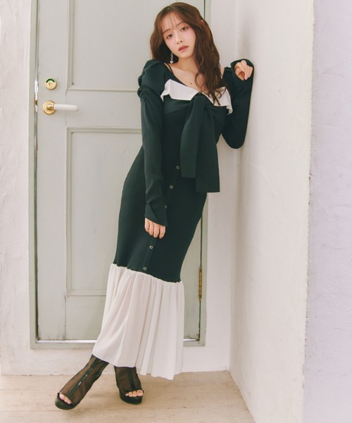 rienda（リエンダ） ワンピース 「森香澄さん着用」レイヤードフロント