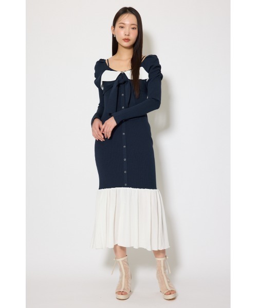 rienda（リエンダ） ワンピース 「森香澄さん着用」レイヤードフロント