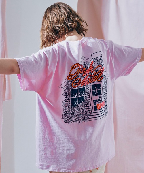 ホワイト Tシャツ M ピンクプリント RNA（アールエヌエー） tシャツ M2682 PINKMOTEL モモクマプリントTEE
