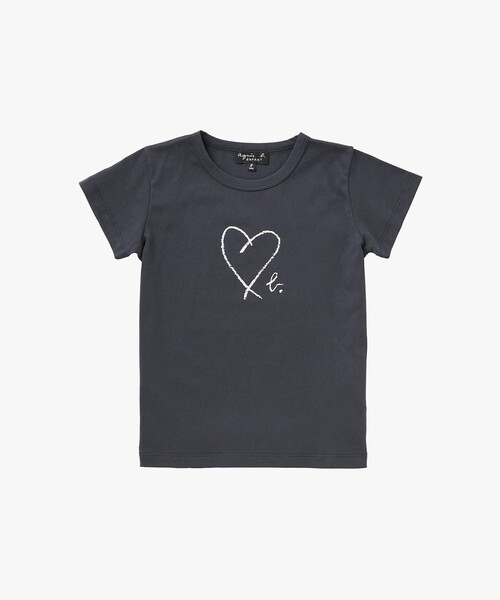 agnes b.（アニエスベー） tシャツ キッズ ”b.”ロゴ ハート プリント