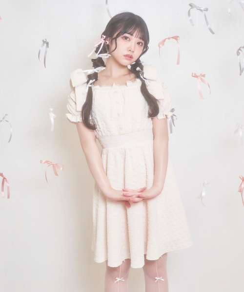 「Honey Cinnamon」 半袖ワンピース FREE アイボリー レディース_画像7