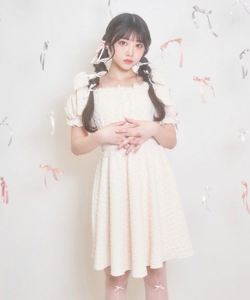 「Honey Cinnamon」 半袖ワンピース FREE アイボリー レディース_画像8